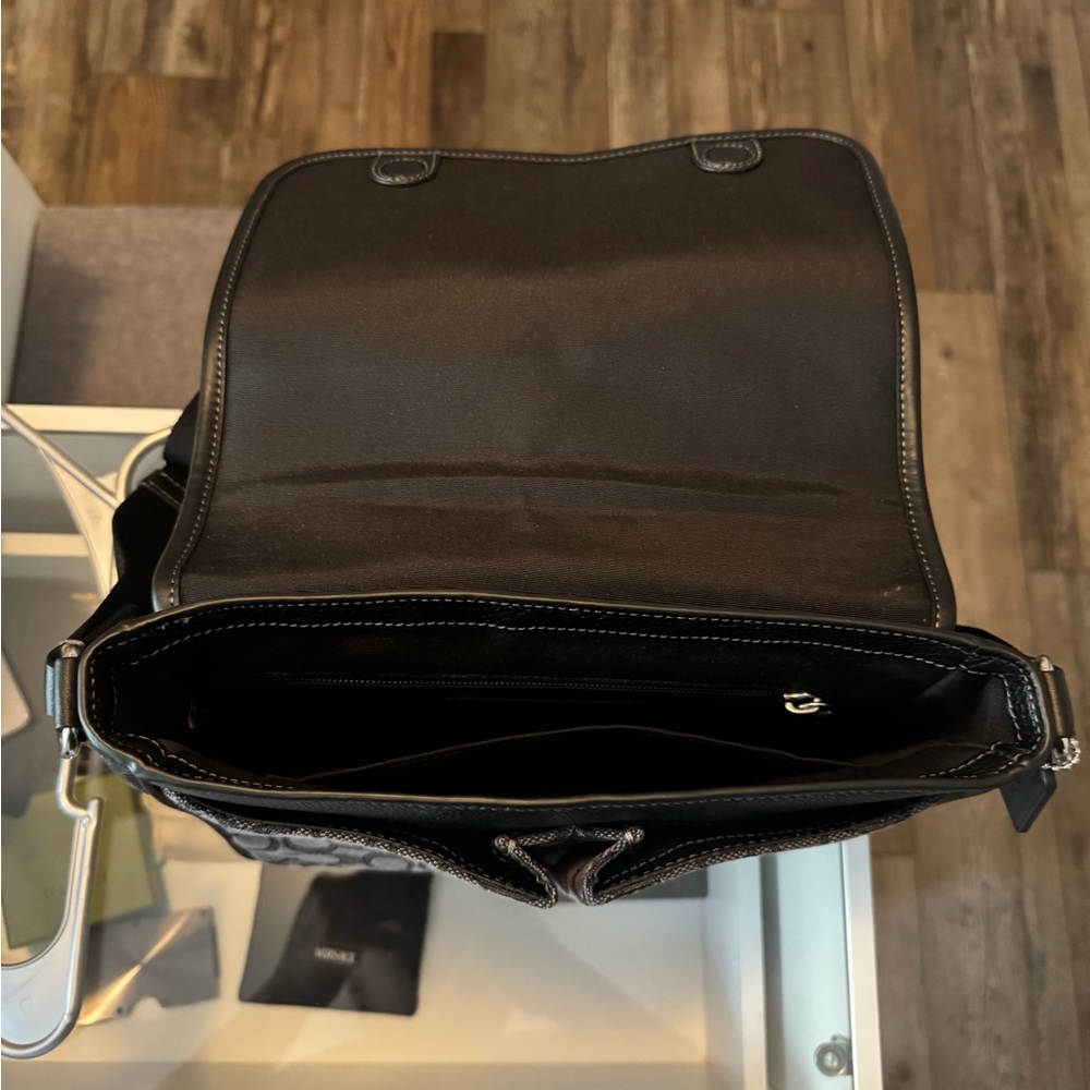 Coach Black and Gray Messenger Bag with Monogram Pattern - Picture 2 of 4